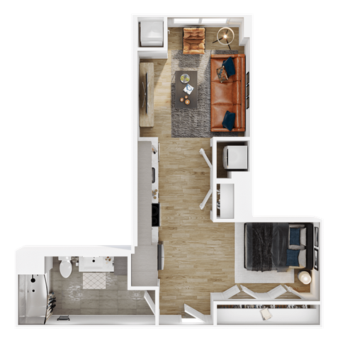 Floor plan for studio, 1 bath, 551 sqft